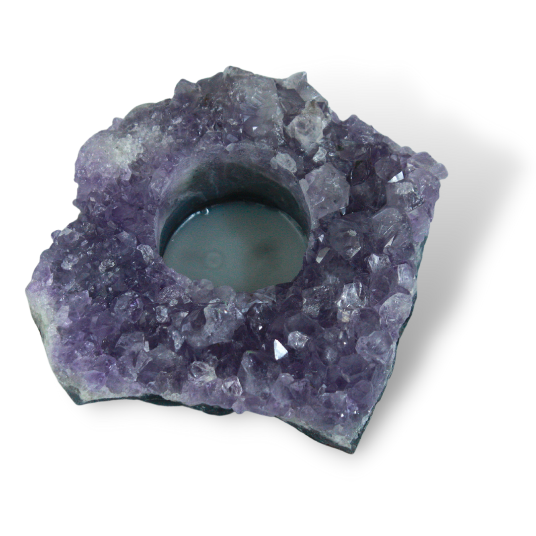 CANDLE HOLDER - Amethyst, Natural Q2