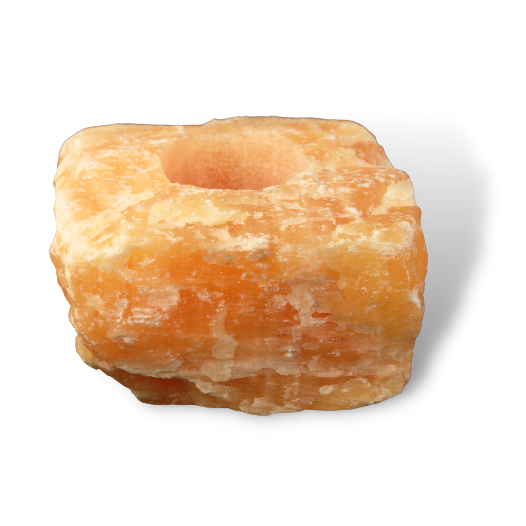 CANDLE HOLDER - Orange Calcite, Natural, Q1