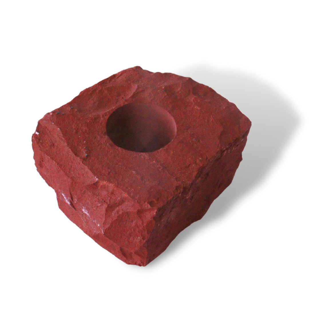 CANDLE HOLDER - Red Jasper, Natural, Q2