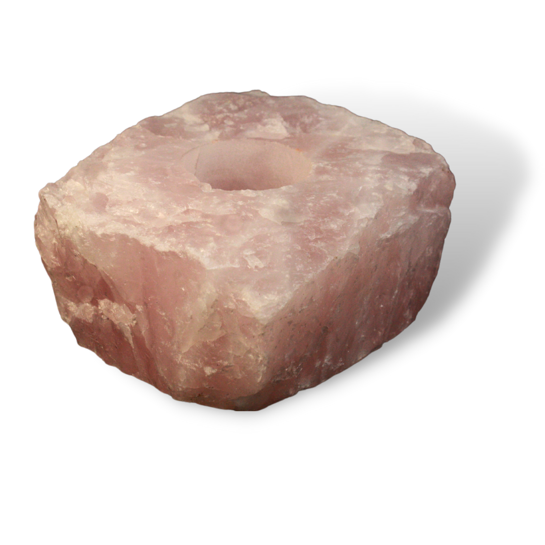 CANDLE HOLDER - Rose Quartz, Natural, Q1