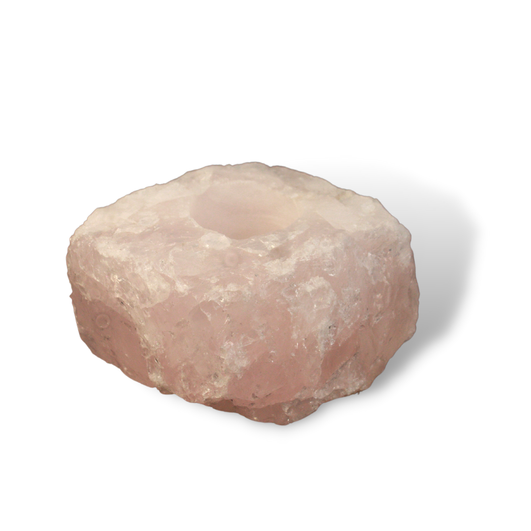 CANDLE HOLDER - Rose Quartz, Natural, Q2