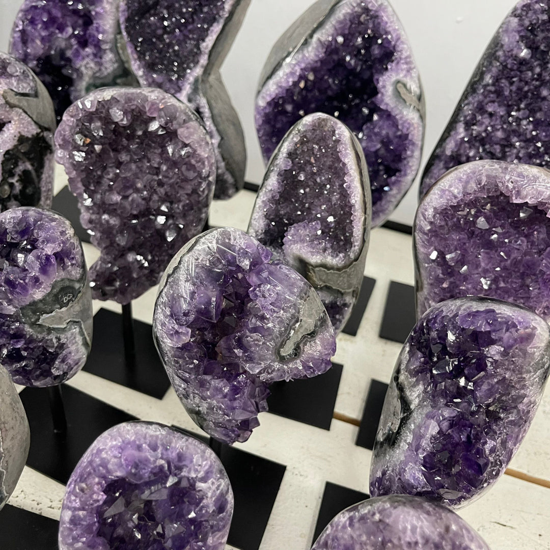 Amethyst on Metal Stands - A